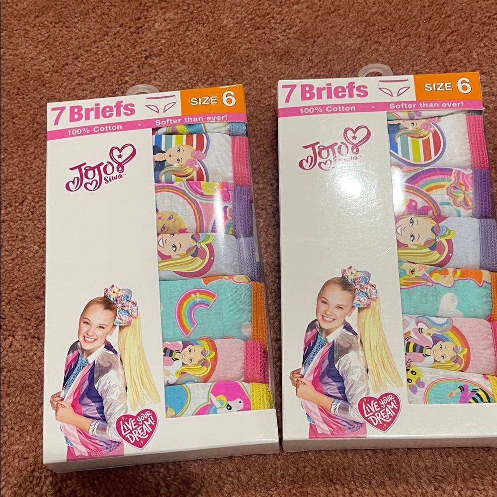 JoJo Siwa (2) packs Colorful Girls' Briefs Set - Size 6. NO OFFER PLEASE